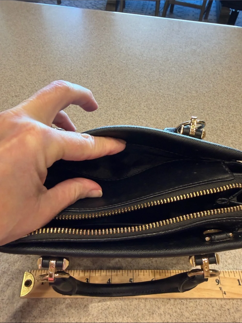 Michael Kors Black Mini Saffiano Satchel with Gold Hardware (no crossbody strap)